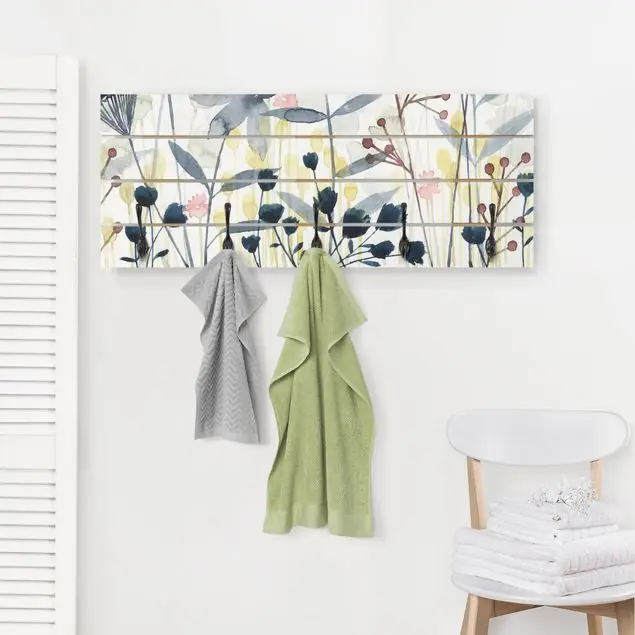 Echt Wildblumen Aquarell II Wandgarderobe Holzpalette