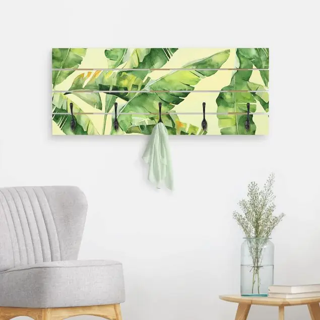Bananenblätter Aquarell Wandgarderobe Holzpalette Direkt Vom Hersteller