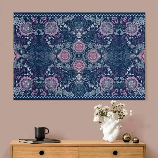 Detailliertes Boho Muster in Blau Billig