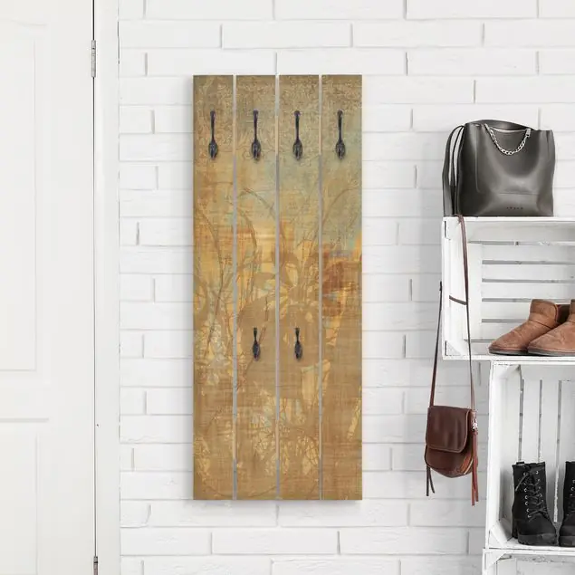 Sonderaktion Blumen unter Ornamentstruktur Wandgarderobe Holzpalette
