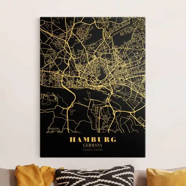 Top-Preis Stadtplan Hamburg - Klassik Schwarz