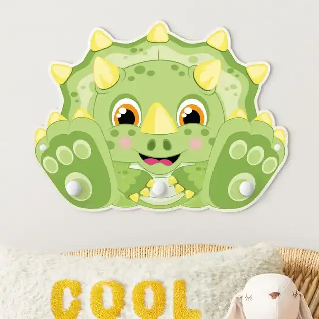 Kracherpreis Dicker Dinosaurier - Triceratops Kindergarderobe Holz