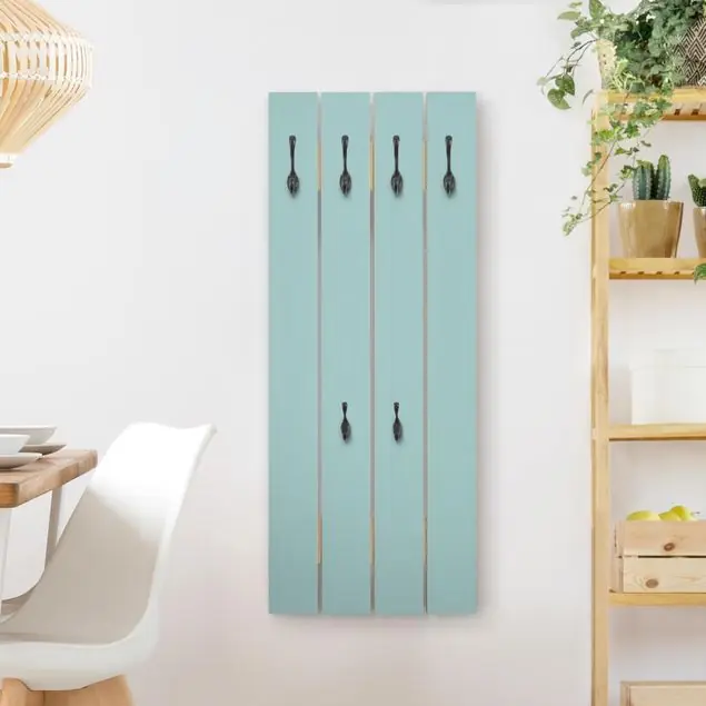 Meistverkauft Pastelltürkis Wandgarderobe Holzpalette