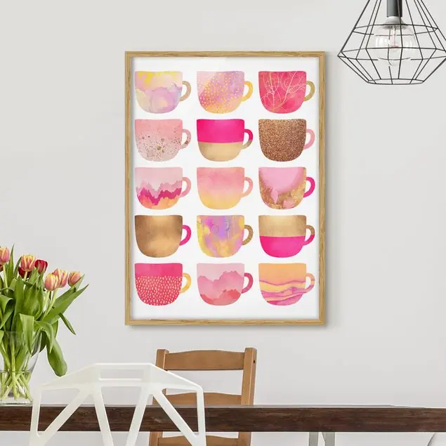 Goldene Tassen mit Pink Begrenztes Angebot