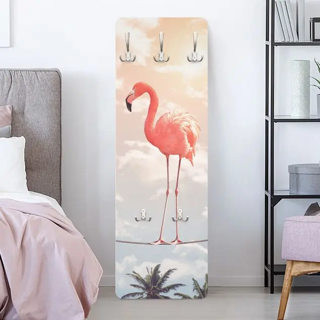 Himmel mit Flamingo Wandgarderobe Holzpaneel Preis Gesenkt