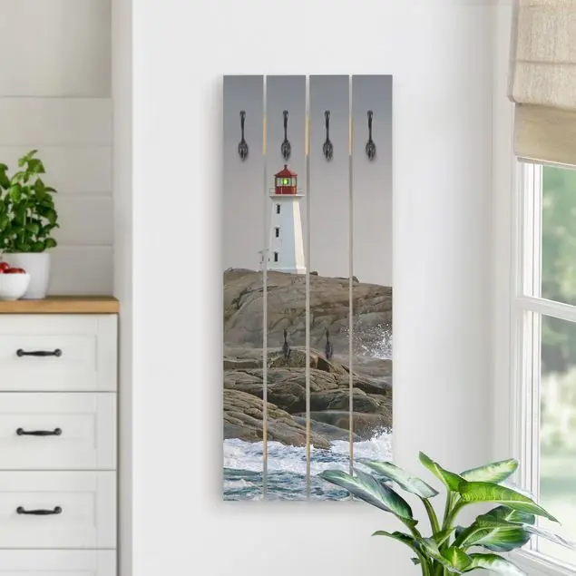 Sturmwellen am Leuchtturm Wandgarderobe Holzpalette Rabatt
