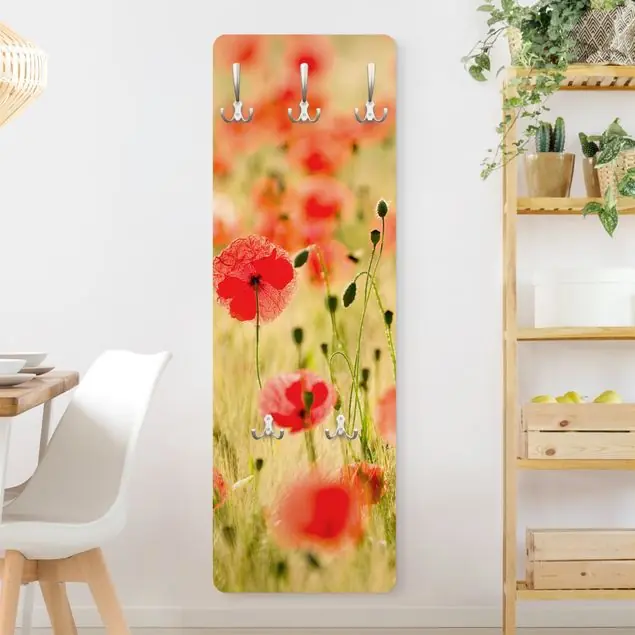Summer Poppies Wandgarderobe Holzpaneel Top-Seller
