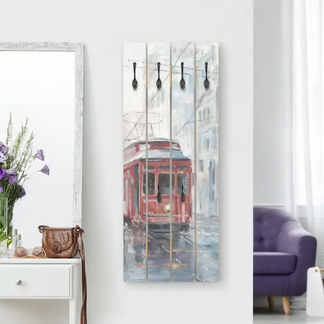 Günstig Straßenbahn-Studie II Wandgarderobe Holzpalette