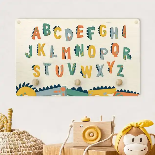 Buntes Dino Alphabet Kindergarderobe Holz Sichere Zahlung
