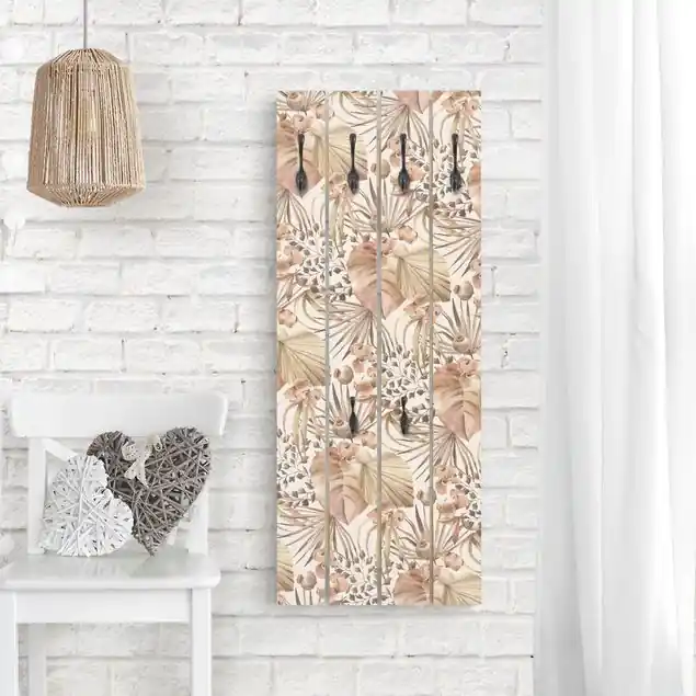 Expressversand Beige Palmenblätter Wandgarderobe