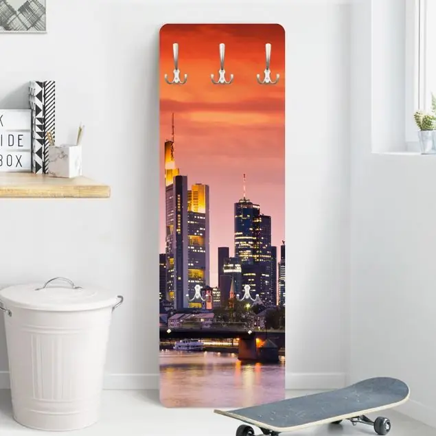 Top-Angebot Frankfurt Skyline Wandgarderobe Holzpaneel