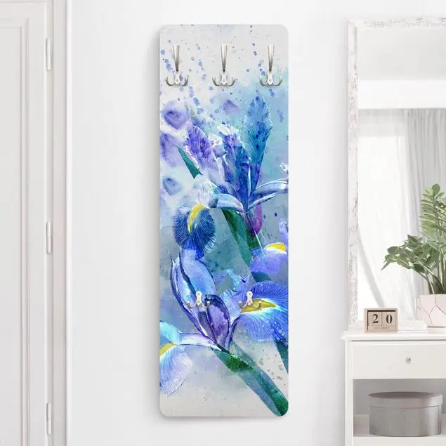 Billig Aquarell Blumen Iris Wandgarderobe Holzpaneel