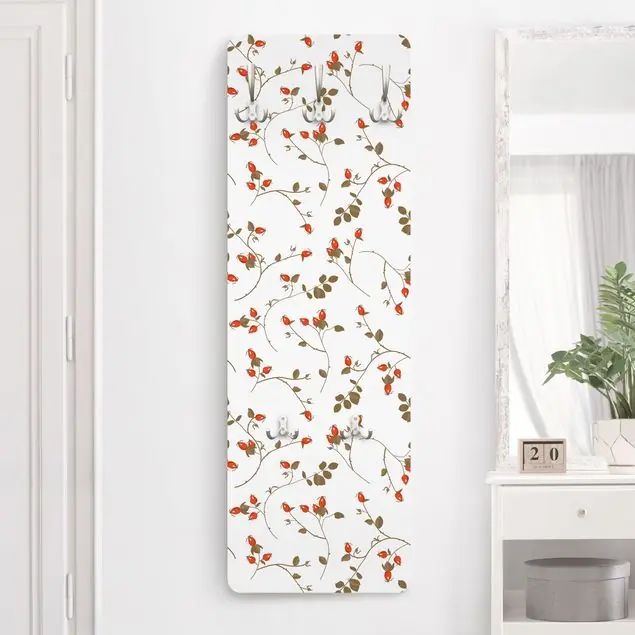 Hagebutten Ornament Wandgarderobe Holzpaneel Heißes Angebot