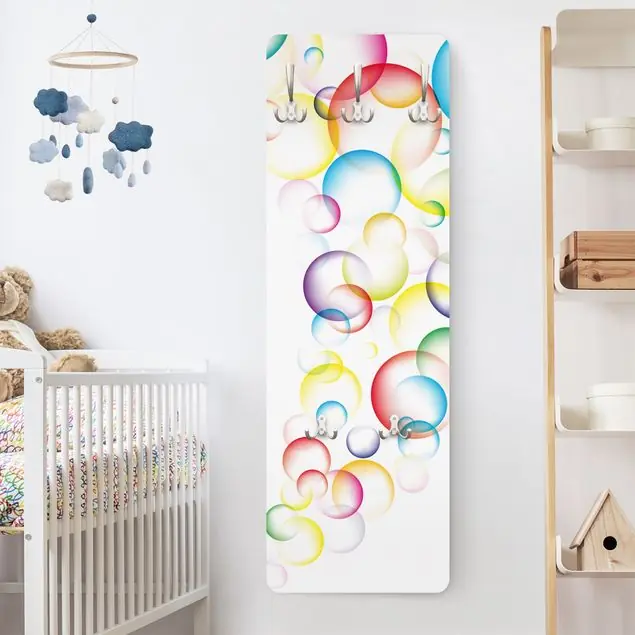 Schnäppchen Rainbow Bubbles Wandgarderobe Holzpaneel