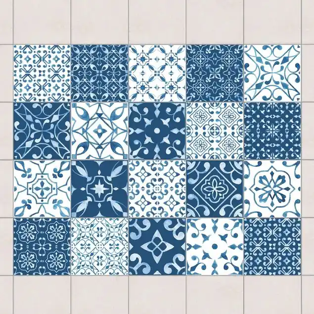 Sofort Bestellen Farbmix Muster Blau Weiß