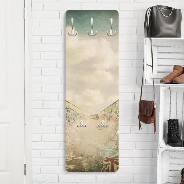 Graffiti-Skatepark Wandgarderobe Holzpaneel Sonderangebot