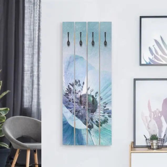 Wochenendangebot Blüte in Türkis Wandgarderobe Holzpalette