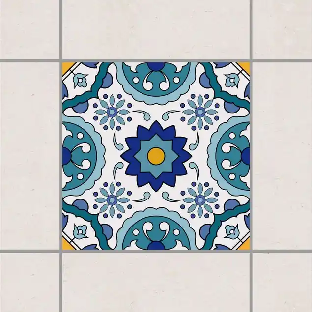 Preiswert Portugiesisches Fliesenmuster aus Azulejo Türkis