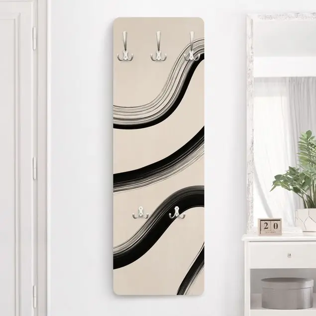 Top-Preis Schwarzer Pinselstrich auf Beige Wandgarderobe