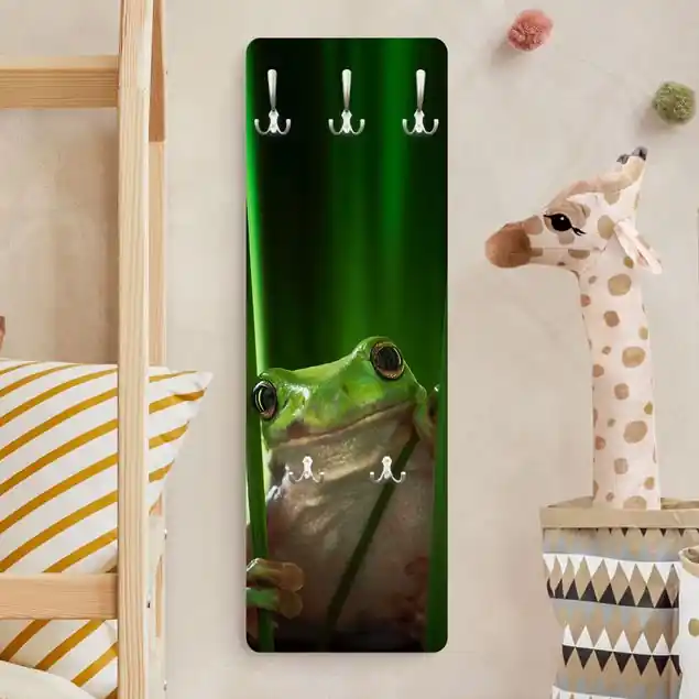 Wochenendangebot Fröhlicher Frosch Wandgarderobe Holzpaneel