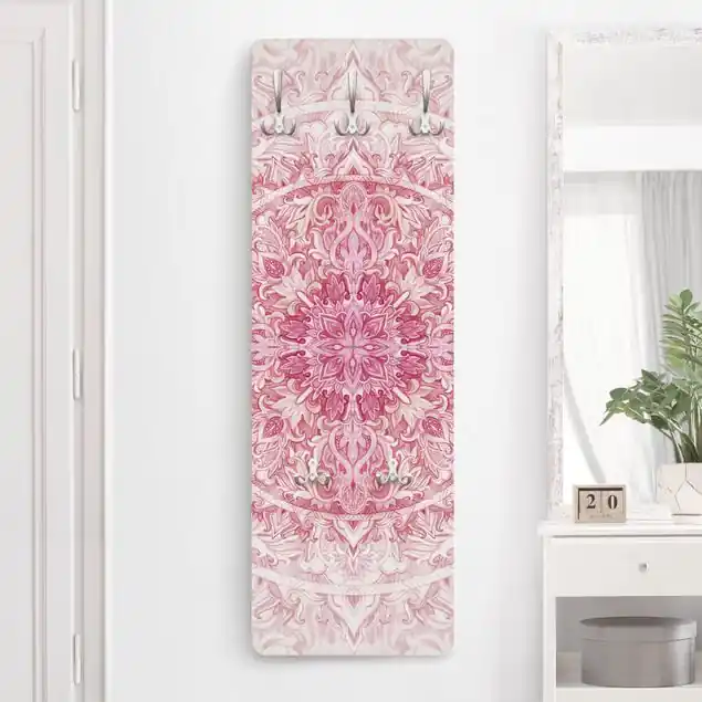 Abverkauf Mandala Aquarell Sonne Ornament rosa Wandgarderobe