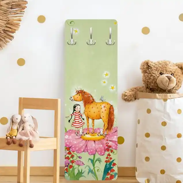 Preiswert Das Zauberpony auf der Blüte Wandgarderobe Holzpaneel