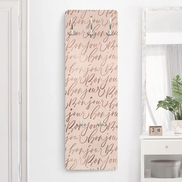 Puderrosa Bonjour Wandgarderobe Holzpaneel Schnäppchen