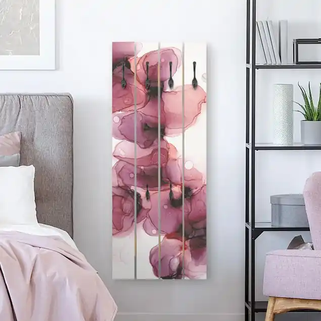 Sonderangebot Wilde Blüten in Violett und Gold Wandgarderobe