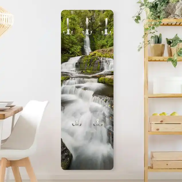 Upper McLean Falls in Neuseeland Wandgarderobe Holzpaneel Garantierte Lieferung