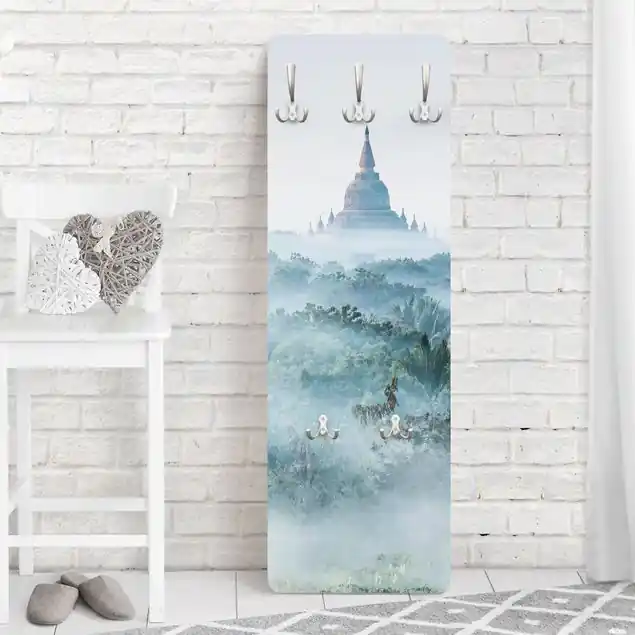 Top-Seller Morgennebel über dem Dschungel von Bagan Wandgarderobe Holzpaneel