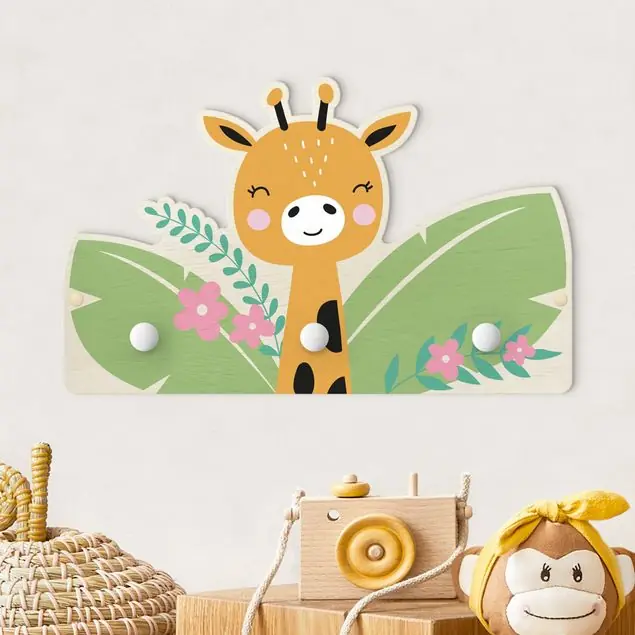 Meistverkauft Babygiraffe im Dschungel Kindergarderobe Holz