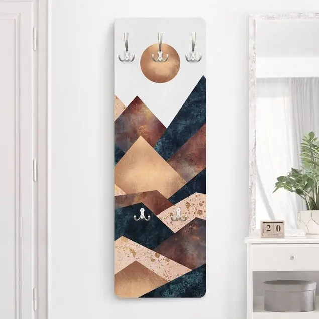 Neu Im Sortiment Geometrische Berge Bronze Wandgarderobe