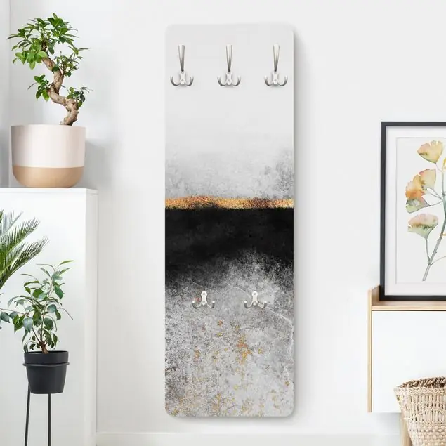 Abstrakter Goldener Horizont Schwarz Weiß Wandgarderobe Kracherpreis