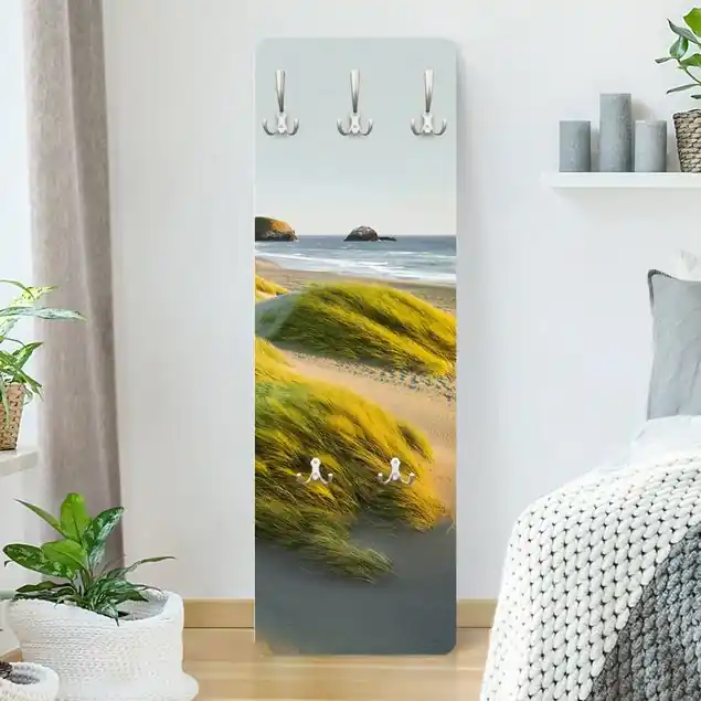 Dünen und Gräser am Meer Wandgarderobe Holzpaneel Kracherpreis