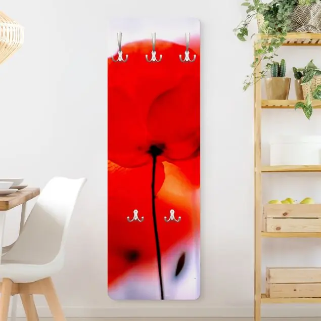 Magic Poppies Wandgarderobe Holzpaneel Expressversand