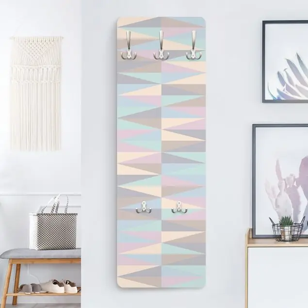 Neu Dreiecke in Pastellfarben Wandgarderobe Holzpaneel