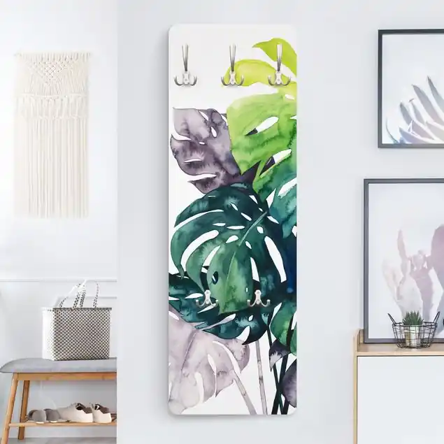 Top-Angebot Exotisches Blattwerk - Monstera Wandgarderobe Holzpaneel