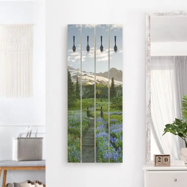 Bergblick Wiesenpfad Wandgarderobe Holzpalette Aktuell