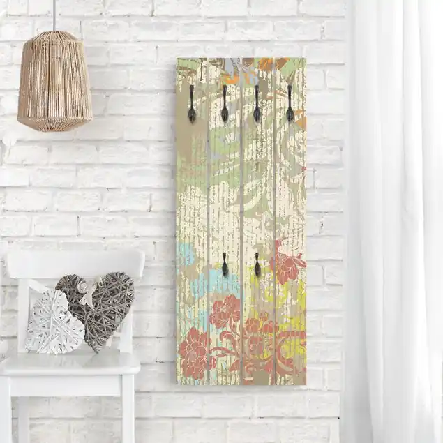 Preisreduziert Blüten vergangener Zeit Wandgarderobe Holzpalette