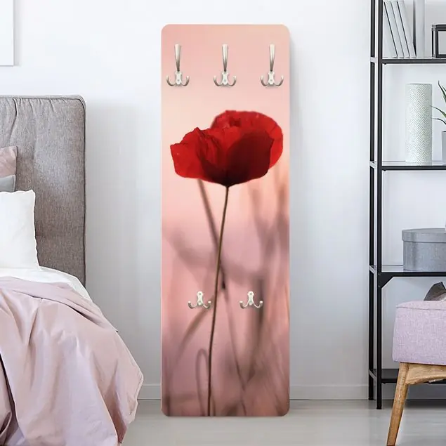 Online Kaufen Mohnblüte in der Dämmerung Wandgarderobe Holzpaneel
