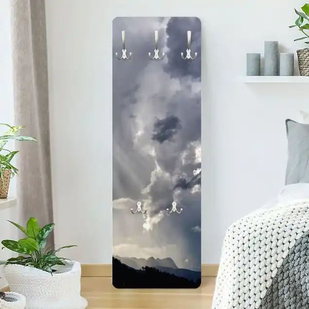 Nur Heute Wilde Wolken Wandgarderobe Holzpaneel