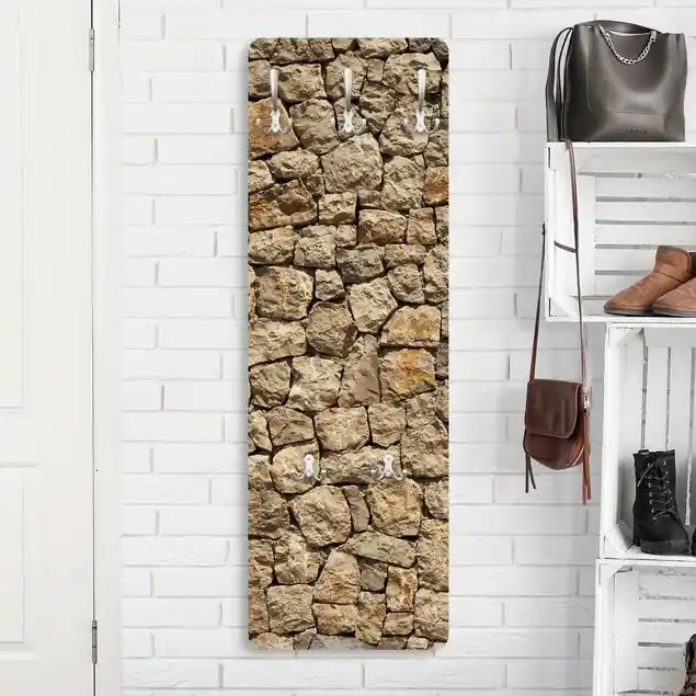 Heißes Angebot Alte Wand aus Pflasterstein Wandgarderobe Holzpaneel