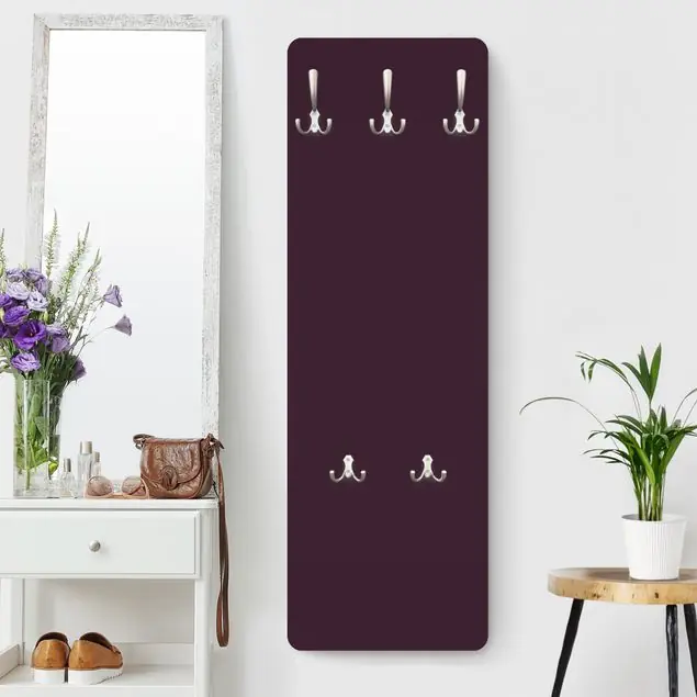 Abverkauf Aubergine Wandgarderobe Holzpaneel