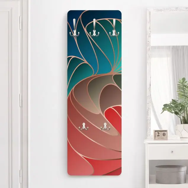 Heißes Angebot Farbenfrohes Art Deco Wandgarderobe Holzpaneel