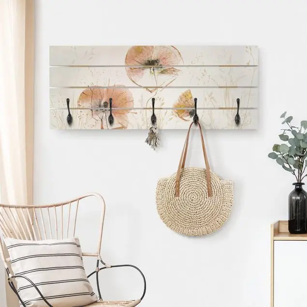 Sonderangebot Getrocknete Mohnblüten mit zarten Gräsern Wandgarderobe