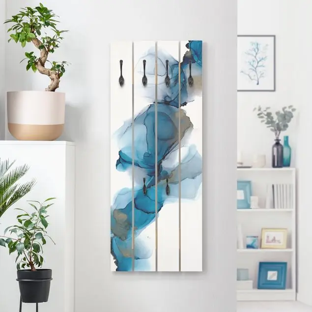 Markenprodukt Weg des Windes Blau und Gold Wandgarderobe