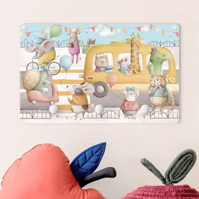 Saisonangebot Aquarell Tierfest in Pfotenhausen Kindergarderobe Holz