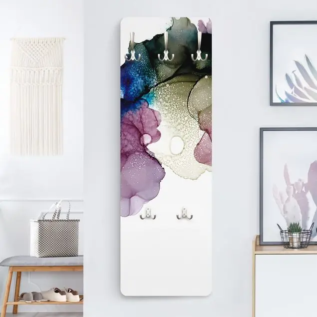 Online Kaufen Blumenbogen mit Gold Wandgarderobe Holzpaneel