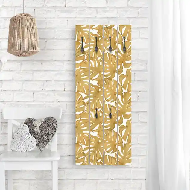Aquarell Monstera Blätter in Gold Wandgarderobe Jetzt Kaufen