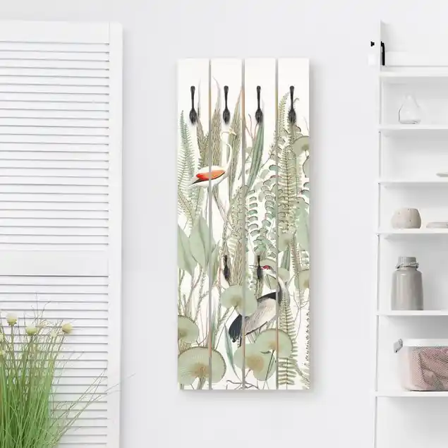 Sale Flamingo und Storch mit Pflanzen Wandgarderobe